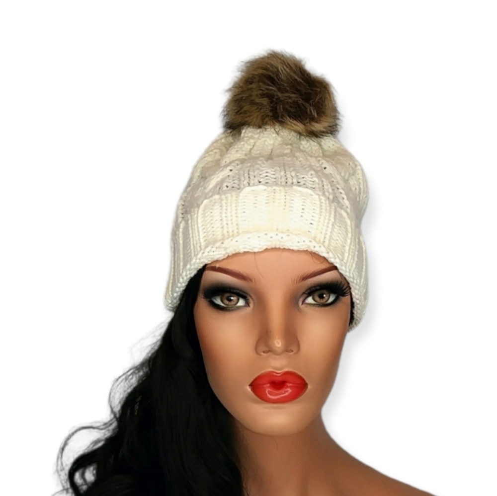 Ivory Cable Knit Beanie